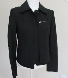 ANN TAYLOR 2 black hidden zip closure lined moto jacket collared mint quality - Picture 1 of 5