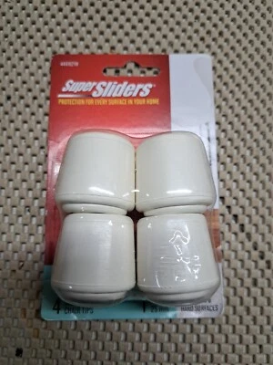 Super Sliders 1" / 25mm • 4 PUNTAS DE SILLA/MESA DE GOMA SIN CORDONES • BLANCO Tapa para patas Foto 1 de 3