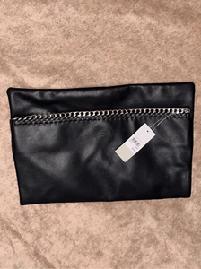 NEW WITH TAGS BP Black SILVER CHAIN DESIGN clutch/totes Purse - Picture 1 of 8