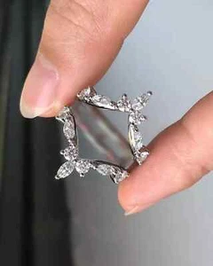 2CT Marquise Lab Created Diamond Enhancer Guard Wrap Ring 14K White Gold Plated - Picture 1 of 4