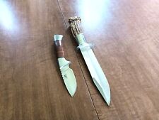 Two Mossy Oak Knives: Crown Stag Finished Knife & Small Leather Skinner