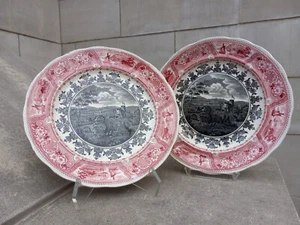 1830 Jacksons Garantito Clyde Scenery Bicolore Transferware Piatti 2x - Foto 1 di 15