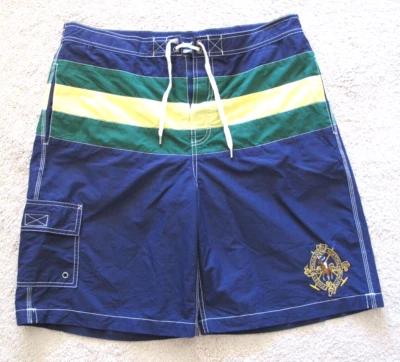 Vintage Polo Ralph Lauren Board Shorts Men's Large Striped Blue 90s - Image 1 of 4