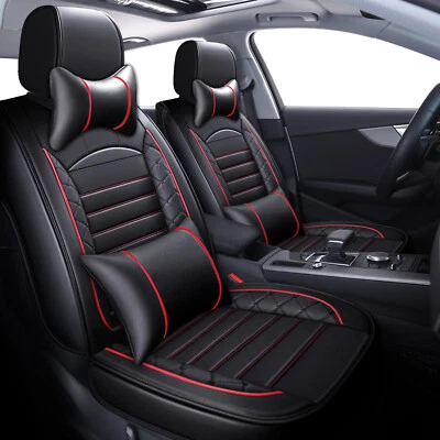 Leatherette Front Car Seat Covers Full Set Cushion Protector Universal 4 Season - Image 1 of 4