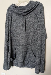 Reebook Grey Women's Cowl Neck Pull Over Knit Jacket XXL Gray Long Sleeve 16 Gym - Picture 1 of 3