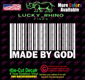 Made By God Jesus Barcode Car Truck Van Decal Window Sticker - Picture 1 of 3