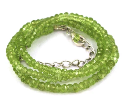AAA Natural PERIDOT Gemstone 3-4mm Rondelle Faceted Jewelry Beads 18" NECKLACE - Image 1 of 4