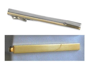 2 Krawattenhalter bicolor vergoldet matt glänzend Kristallstein 2. Wahl 10T1 - Bild 1 von 2
