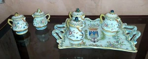 Service à crème en faience XIX ème Saint Servan Gareisché plateau + 3 pots - Imagen 1 de 12