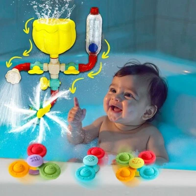 14PCS Baby Waterfall Wall & Spinners Sensory Summer Bath Toy Fun for Toddlers - Image 1 of 4