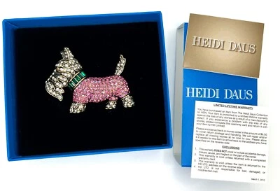 Heidi Daus Signed "Diamond in the Woof" Pink Scotty Dog Crystal Pin NiBwT - Image 1 of 4