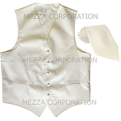New Men's Vesuvio Napoli Tuxedo Vest Waistcoat Necktie prom wedding party Cream - Image 1 of 4