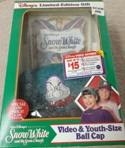 Walt Disney Snow White and the Seven Dwarfs VHS Video & Youth-Size Ball Cap NEW - Picture 1 of 5