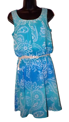 VESTIDO sin mangas forrado MIDI azul blanco floral azul $84 AGB talla S MUJER LB2 Foto 1 de 4