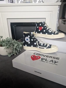 New Unisex Converse Polka Dot Heart CDG Garcon All Star ’70 High UK Size 9 new - Picture 1 of 19