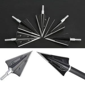 Archery Blade Arrowheads Broadheads Screw Arrows 125 Grain Tips Point Hunting - Picture 1 of 9