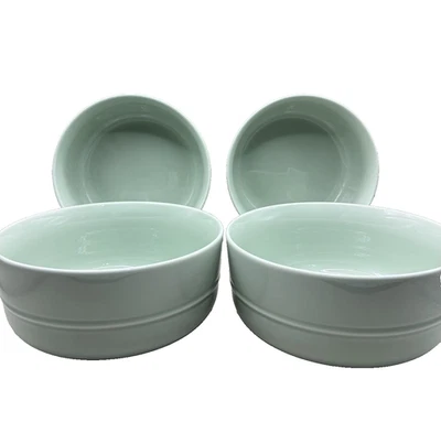 Crate & Barrel Set of 4 Aaron Probyn Light Green Soup Cereal Salad Bowls - Image 1 of 4