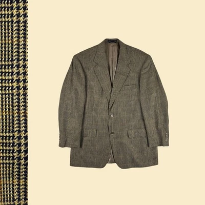 Chaqueta blazer de seda para hombre años 90 de Roundtree & Yorke, abrigo deportivo azul/amarillo Foto 1 de 4