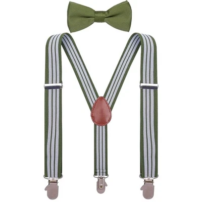 Suspenders & Bow NIP Green & White Tie Set 24” 9Mos-2T - Image 1 of 4