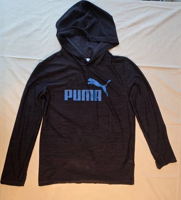 PUMA BOYS BLACK HOODED LONG SLEEVE ATHLETIC SHIRT SIZE 14-16 EXCELLENT COND LD9 - Image 1 of 3