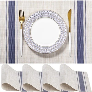 PVC Woven Placemats 4 PCS Wipeable Indoor/Outdoor Table Mats Washable Vinyl P... - Picture 1 of 5