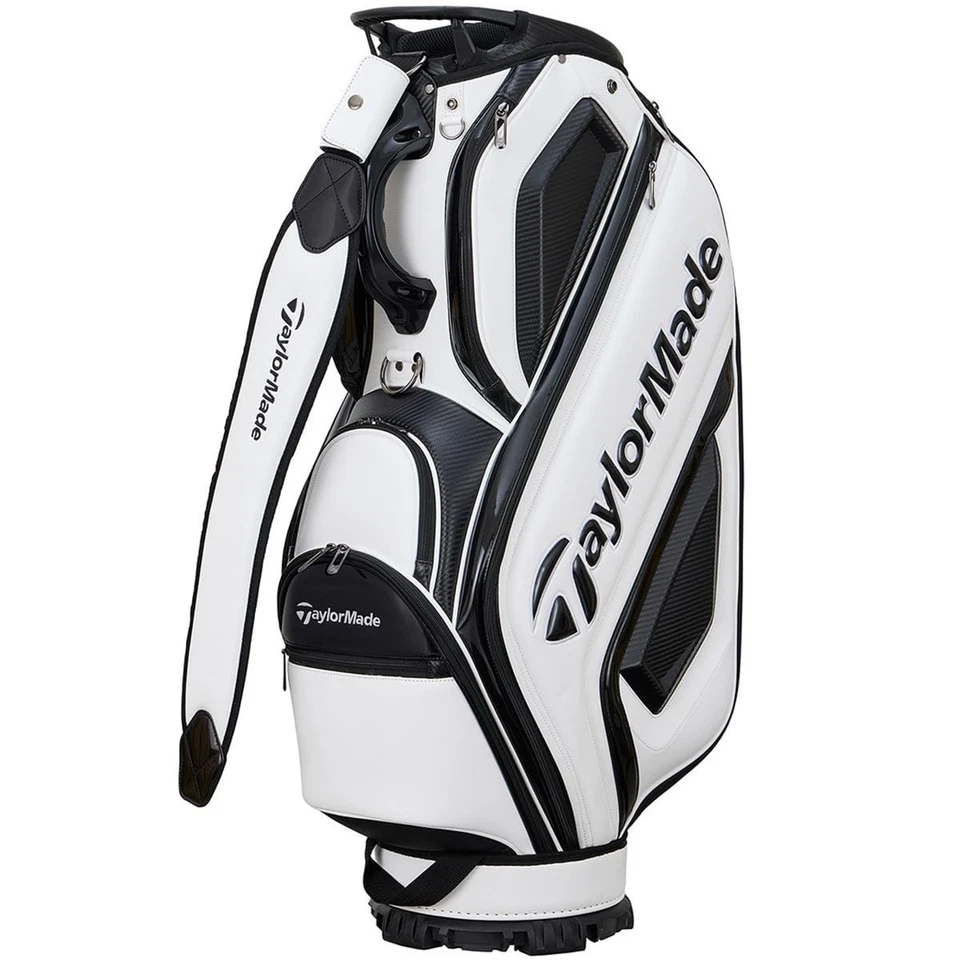 TaylorMade Austec Caddy Bag White/Black Men's Synthetic Leather and Polyester