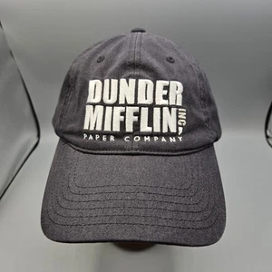The Office Hat Dunder Mifflin Paper Company Adjustable Tuck Strap Back Black Cap - Picture 1 of 7