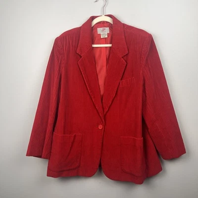 Blazer chaqueta vintage de pana roja talla grande 20 Foto 1 de 4