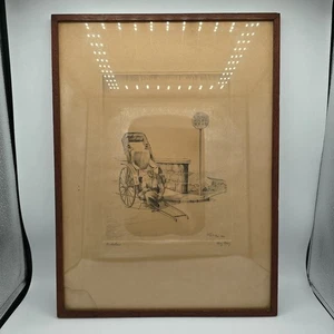 1934 Hong Kong Rickshaw Pencil Drawing by Sit Poi Signed Colonial Era Artwork - Picture 1 of 15