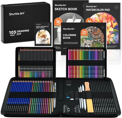 Kit de dibujo Shuttle Art 103 piezas, suministros de dibujo profesionales con boceto, char Foto 1 de 4