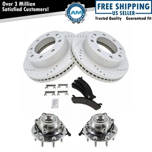 Front Wheel Hub Ceramic Brake Pad Performance Rotor Kit for GM - Picture 1 of 7