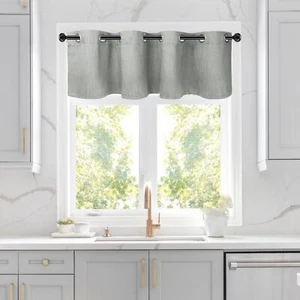 2 Panels Kitchen Linen Look Blackout Curtains Gommet Top - Picture 1 of 12