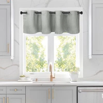 2 Panels Kitchen Linen Look Blackout Curtains Gommet Top - Image 1 of 4