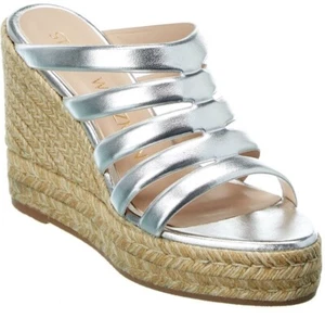 Stuart Weitzman silberne Lilyana Leder-Keilsandale 9,5 C -- 395 $ jetzt 99,99 $ - Bild 1 von 5
