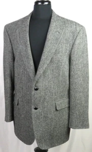 Jos. A. Bank - Harris Tweed 2 Button Gray Herringbone Sport Jacket Blazer 43R - Picture 1 of 10
