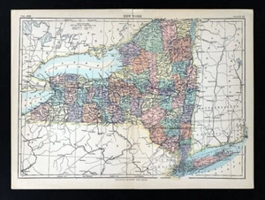 c 1889 Encyclopedia Britannica Map New York Buffalo Albany Syracuse NY City - Picture 1 of 4