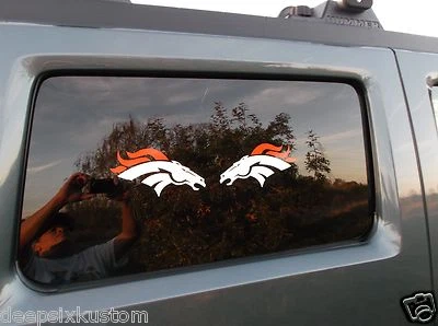 DSK Denver Broncos White and Orange Decals, Car,Truck, Window Set of Two (2)
