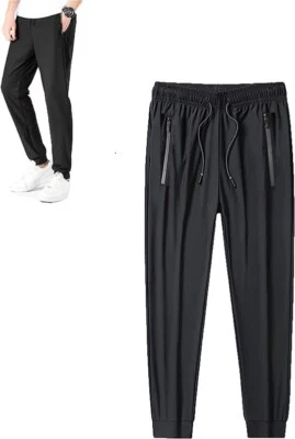 Plus Size Men's Fast Dry Stretch Pants,Ice Silk Breathable Joggers - Image 1 of 4