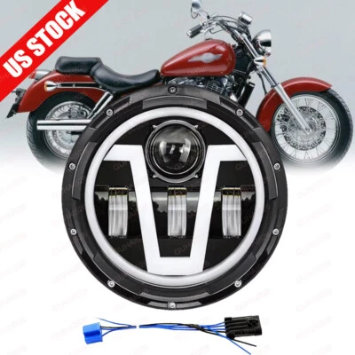 Faro LED Hi-Lo Halo para motocicleta DOT 7 pulgadas para Honda Shadow Spirit 1100 750 Foto 1 de 4