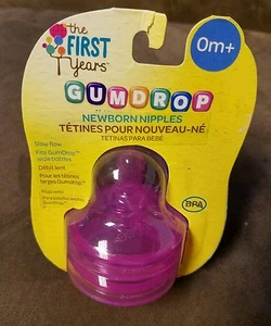 The First Years TOMY GumDrop Infant Nipples Pink 0m+ Slow Flow 2ct BPA Free - Picture 1 of 2