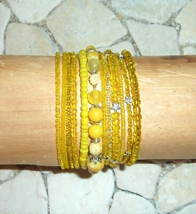 ★ DIY ★ 12er Set Armbänder ★ gelb ★ - Picture 1 of 2