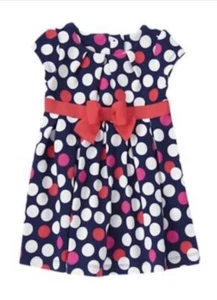 NWT Gymboree baby girl Ciao Puppy Polka Dot Pleated Dress ~ 6-12 months - Picture 1 of 6