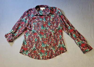 Top informal con botones Dana Buchman ligero cachemir multicolor para mujer talla PS Foto 1 de 4