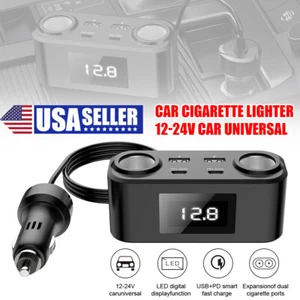 4 IN 1 Retractable Car Charger Cable Dual Port USB-C PD Fast Charging Adapter / - Picture 1 of 15