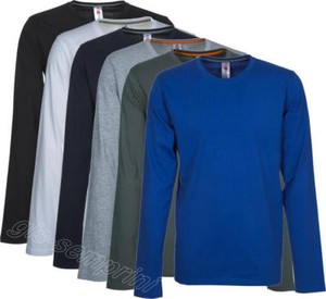 T-shirt uomo manica lunga bianca JHK 100% cotone 160 gr