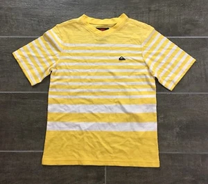 Boys Quiksilver Shirt Tee Short Sleeve V-Neck Yellow Stripes NWT - Picture 1 of 2
