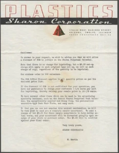 Sharon Plastics Novelties Chicago Illinois Original 1950s Vintage Letterhead - Picture 1 of 1