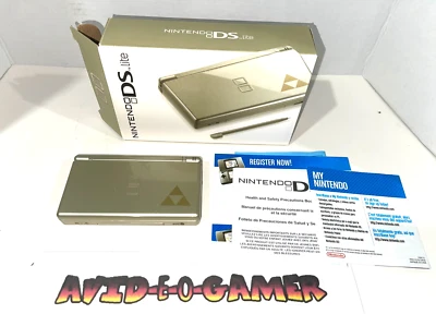 Legend of Zelda Triforce Nintendo DS Lite Handheld Gold Special Edition In Box - Image 1 of 4