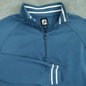 Footjoy 1/4 Zip Pullover Sweatshirt Mens Small Blue Golf Performance No Logos - Picture 1 of 8
