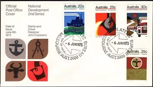 Juego de 4 estampillas de desarrollo nacional de Australia 1973 sin dirección FDC, en muy buen estado - Imagen 1 de 1